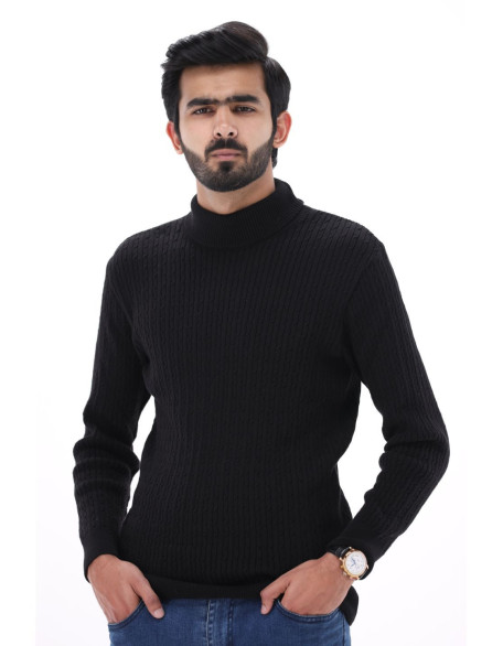 Black high neck sweater level men