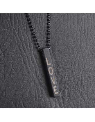 Black Bar Chain Bracelet with Love Inscription