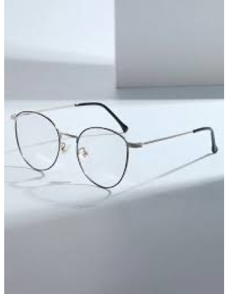 Oval Steel & Black Eyeglasses