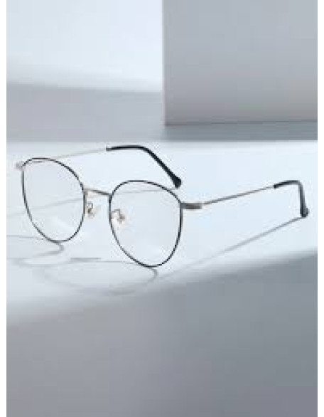 Oval Steel & Black Eyeglasses