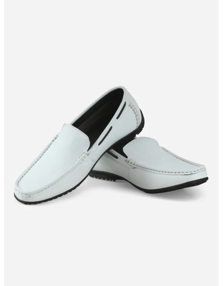 Men's Casual White Moc Toe Loafers