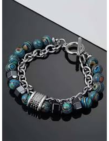 Beads Silver Chain Bracelet For Boys